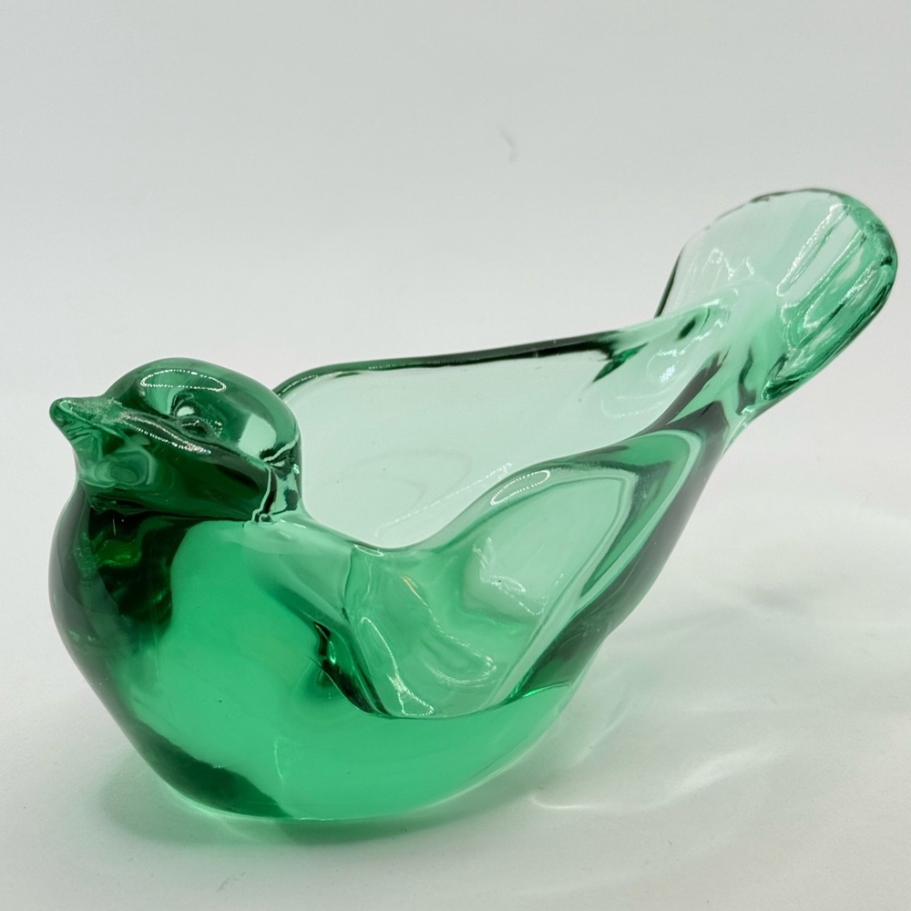 Fenton Green Glass Bird Figurine